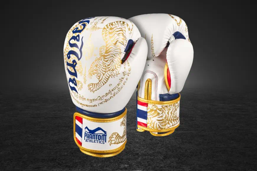 Phantom boxing gloves with Sak Yant design