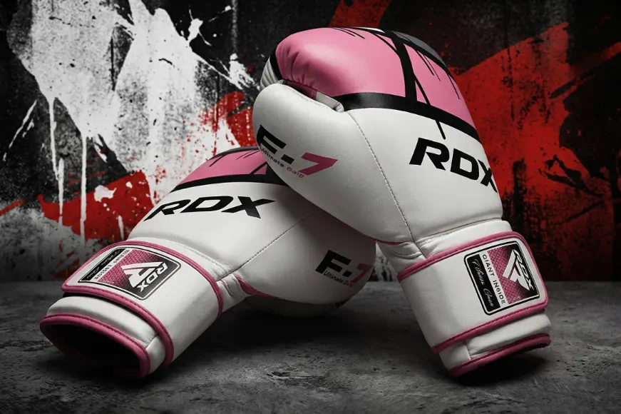 Gants de boxe RDX F7 blanc et rose – gants entraînement et sparring boxe Suisse CombatCorner