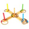 Wooden ring toss game with 5 pegs