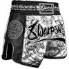 8 Weapons Muay Thai Shorts Carbon - Sak Yant Tigers, Size: 2XL, Colour: Weiss
