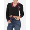 V Neck Sweatshirt Elastic Band, Size: L, Colour: Schwarz