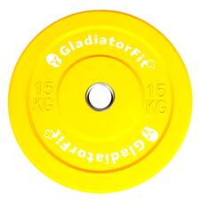 Disque olympique couleur caoutchouc "Bumper Plate" Ø 51mm GladiatorFit | 15 KG, Couleur: Jaune, Poids kg: 15 