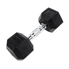 Hex Dumbbell in rubber GladiatorFit | 8 KG, Colore: Nero, Peso aggiuntivo: 8 kg