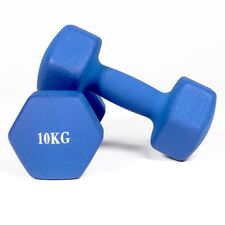 Neoprene dumbbells for bodybuilding and fitness (set of 2) | 2 x 10 KG, Colour: Blue, Additional Weight: 10 kg