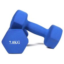 Haltères néoprène musculation et fitness (lot de 2) GladiatorFit | 2 x 7 KG, Couleur: Bleu, Poids kg: 7 