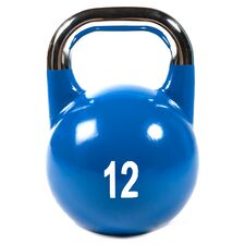 Cast iron competition kettlebell with painted logo | 12 KG, Colour: Blue, Additional Weight: 12 kg