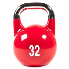 Cast iron competition kettlebell with painted logo | 32 KG, Colour: Rot, Additional Weight: 32 kg