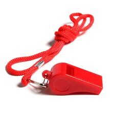 Plastic whistle for referee with lanyard