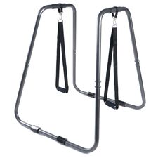 Dips station for fitness training in reinforced steel with straps