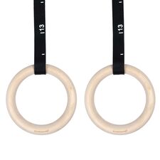 Gymnastics rings Ø 25mm in wood with adjustable strap