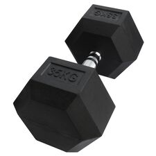 Hex Dumbbell in rubber GladiatorFit | 35 KG, Colour: Schwarz, Additional Weight: 35 kg