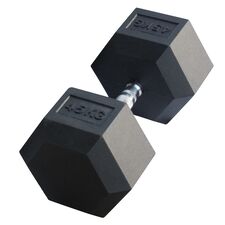 Hex Dumbbell in rubber | 45 KG, Colour: Schwarz, Additional Weight: 45 kg