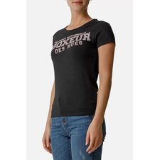 Front Logo Round Neck T-Shirt, Taille: L, Couleur: Noir