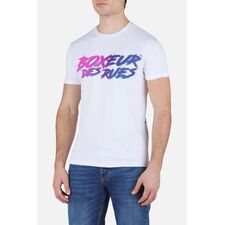Round Neck  Printed T-Shirt, Taille: S, Couleur: Blanc