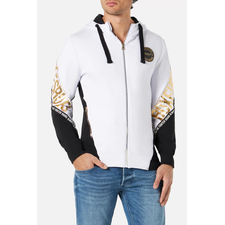 Letter Printed Hooded Full Zip, Size: M, Colour: Weiss