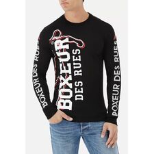 L/S T-Shirt With Prints, Size: S, Colour: Schwarz