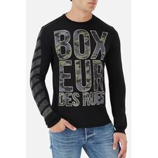 L/S T-Shirt With Prints, Bekleidungsgrösse: S, Farbe: Schwarz