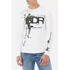 L/S T-Shirt With Prints, Size: M, Colour: Weiss