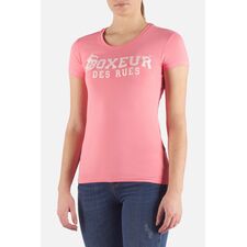Basic T-Shirt With Front Logo, Size: L, Colour: Rosa, Size: L