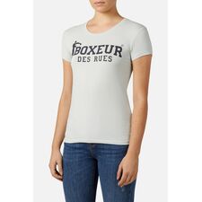 Basic T-Shirt With Front Logo, Colour: Weiss, Size: L