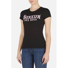 T-shirt avec logo sur le devant, Taille: L, Couleur: Noir