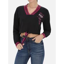 V Neck Sweatshirt Elastic Band, Size: XL, Colour: Schwarz