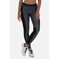 Leggings mi-hauts avec blocs de couleur, Taille: S, Couleur: Gris anthracite