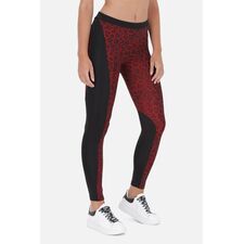 Mid-Rise  Color-Block Leggings, Size: L, Colour: Bordeau