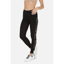 Basic Leggings With Front Logo, Size: XL, Colour: Schwarz