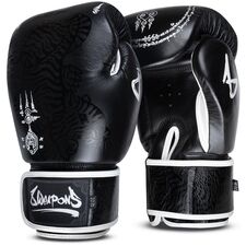 8 WEAPONS Boxing Gloves - Sak Yant Big Tiger black 10 Oz, Colour: Schwarz, OZ: 10oz