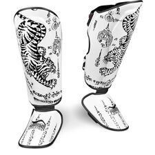 Schienbeinschutz Muay Thai, Bekleidungsgrösse: S/M, Farbe: Weiss