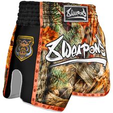 8 WEAPONS Muay Thai Shorts, Hunter, Autumn Camo, Size: S, Colour: Orange