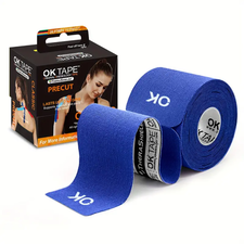 OK TAPE Kinesiology  25cm x 5cm  Pré-découpé, 20 Bandes Bleues, Couleur: Bleu, Longueur: 5.0m