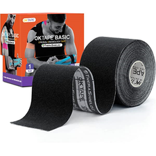 OK TAPE Kinesiology Tape Basic Black 5cm x 5m, Colour: Schwarz, Length: 5.0m