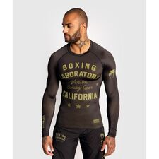 Venum Boxing Lab Rashguard ong sleeves - Black/Green, Colour: Schwarz, Size: S