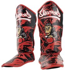 8 WEAPONS Kids Shin Guards - Joe black-red L/XL, Colour: Rot, Size: L-XL