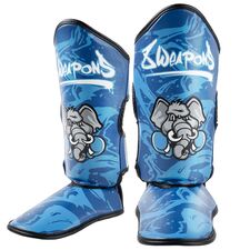 8 WEAPONS Kids Shin Guards - Jipe blue L/XL, Colour: Blue, Size: L-XL
