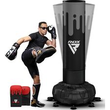 Free Standing Punch Bag F9 + Bag Mitts, Colour: Schwarz, Length: 1.8m