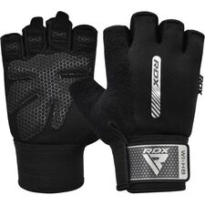 Gym Weight Lifting Gloves W1 Half, Colour: Schwarz, Size: S