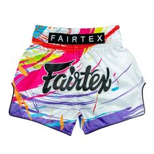 Muay Thai Shorts Fairtex World Music, Size: M, Colour: Weiss