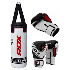 Junior Boxing Set - Punch Bag 60 cm + Boxing Gloves 6 oz, Colour: Weiss, Additional Weight: 8 kg, Length: 0.6m