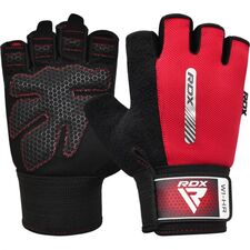 Gym Weight Lifting Gloves W1 Half, Colour: Rot, Size: L