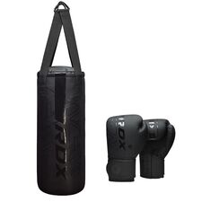 Junior Boxing Set - Punch Bag 60 cm + Boxing Gloves 6 oz, Colour: Schwarz, Additional Weight: 8 kg, Length: 0.6m