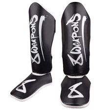 8 WEAPONS Shin Guards, Kids, Unlimited 2.0, black-white, S/M, Size: S/M, Colour: Schwarz