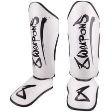 8 WEAPONS Shin Guards, Kids, Unlimited 2.0, white-black, L/XL, Size: L/XL, Colour: Weiss