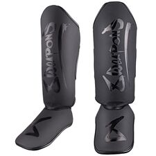 8 WEAPONS Shin Guards, Kids, Unlimited 2.0, black-black, S/M, Size: S/M, Colour: Schwarz