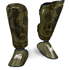Schienbeinschutz Muay Thai, Bekleidungsgrösse: L/XL, Farbe: Khaki