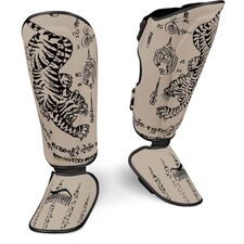 Schienbeinschutz Muay Thai, Bekleidungsgrösse: L/XL, Farbe: Beige