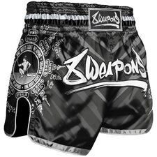 8 WEAPONS Muay Thai Shorts, 8 Ways Yant, black-silver XL, Size: XL, Colour: Schwarz