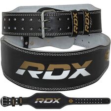 RDX 4 Inch Padded Leather Weightlifting Fitness Gym Belt, Taglia: 2XL, Colore: Nero